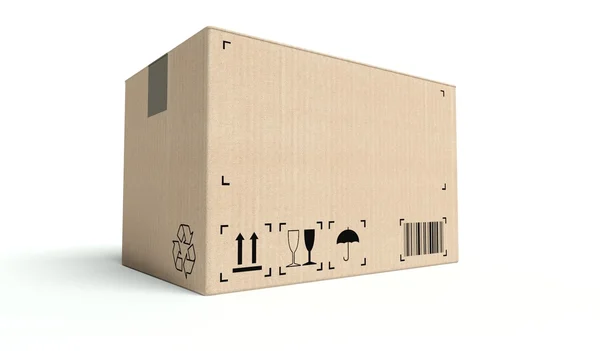 Порожня картонна коробка ізольована на білому — стокове фото