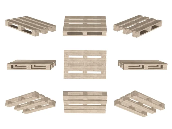 Ikonen-Set, Holzpalette isoliert auf weiß — Stockfoto