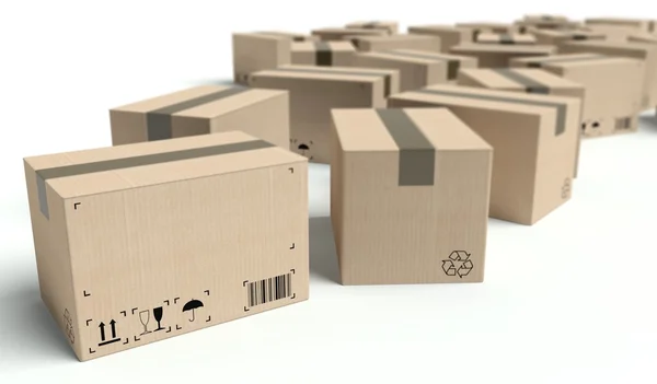 Kartonnen dozen met leeg tekstkader — Stockfoto