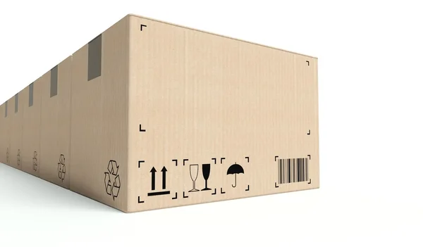 Fila de cajas de cartón fondo — Foto de Stock