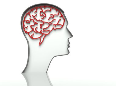 Head with brain on white background, text space clipart