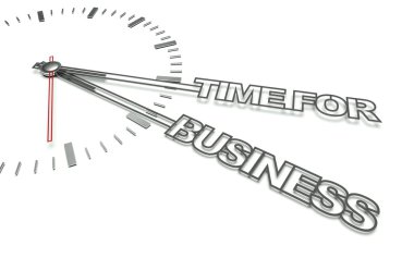 Clock with words Time for business, concept of development clipart