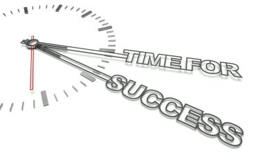 Clock with words Time for success, concept of business clipart