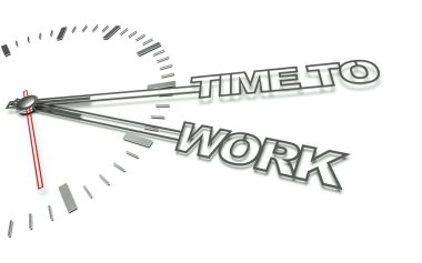 Clock with words Time to work, concept of working clipart