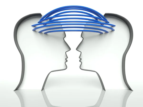 Connected heads profiles, concept of communication — Stock Photo, Image