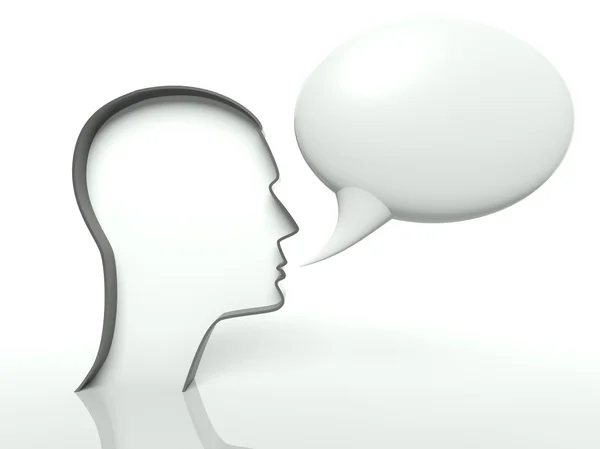 Arc profil és a beszéd buborék, fehér háttér, szöveg tér — Stock Fotó
