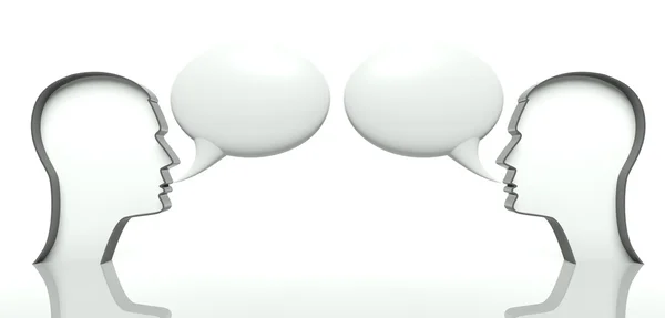 Caras con burbujas de voz para el texto, concepto de comunicación —  Fotos de Stock