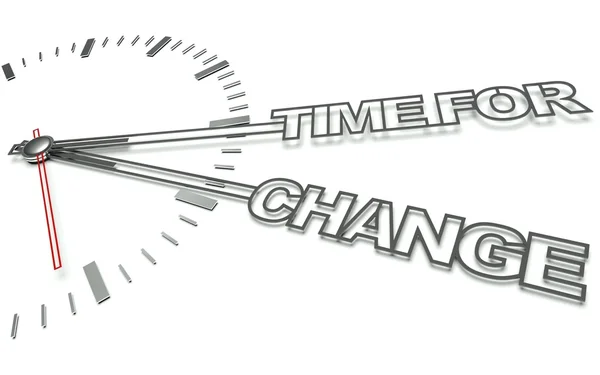 Ρολόι με λόγια καιρός για αλλαγή, η έννοια της καινοτομίας — Φωτογραφία Αρχείου