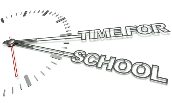 Relógio com palavras Tempo para a escola, conceito de aprendizagem — Fotografia de Stock