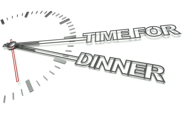 Orologio con parole Tempo per la cena, concetto di mangiare — Foto Stock
