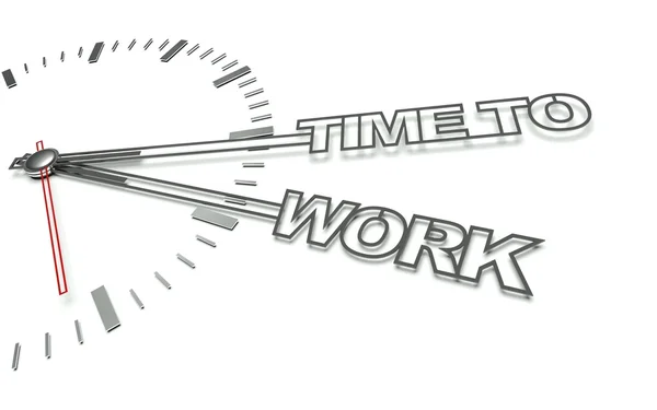 Zegar z czasem słów pracy, pojęcie pracy — Zdjęcie stockowe