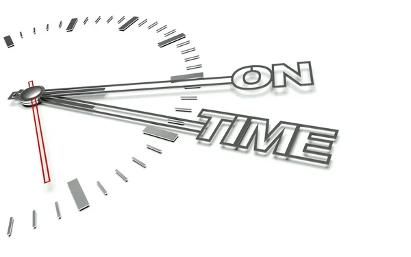 Relógio com palavras On time, conceito de sucesso — Fotografia de Stock