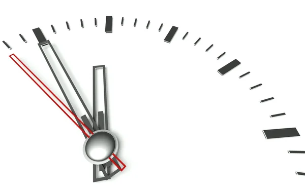 Concept of minimalist clock on white background, five to twelve — Stock Photo, Image