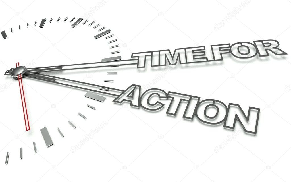 Clock with words Time for action, concept of business