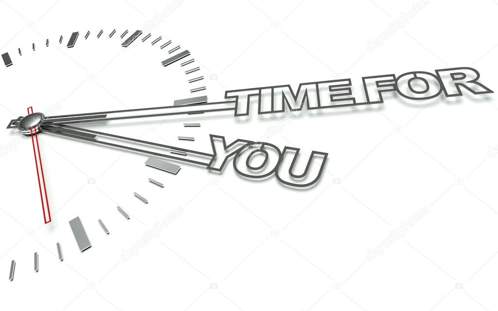 Clock with words Time for you, concept of personal development