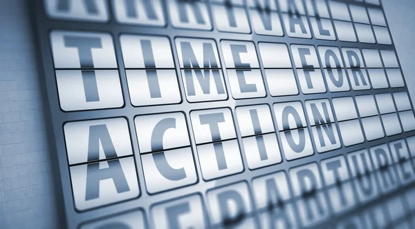 Time for action information on display board — Stock Photo, Image