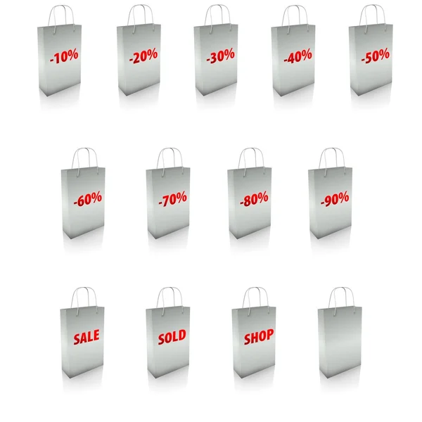 Set icona borse shopping in vendita — Foto Stock