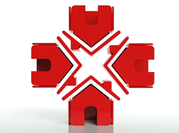 Icône de maison rouge 3d, symbole — Photo