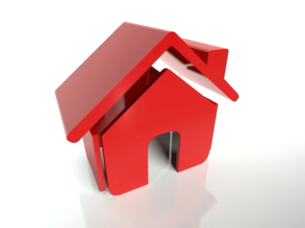 3D ikony červený dům, symbol — Stock fotografie