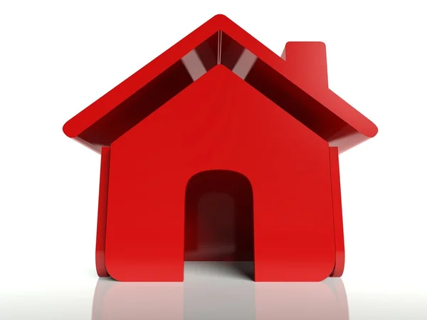 Ícone de casa vermelho 3d, símbolo — Fotografia de Stock