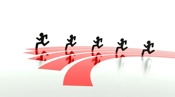 Mededinging begrip, race op running tracks — Stockfoto