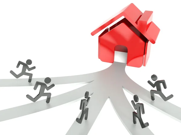Popyt na domy na rynku nieruchomości, metafory biznesowe — Zdjęcie stockowe