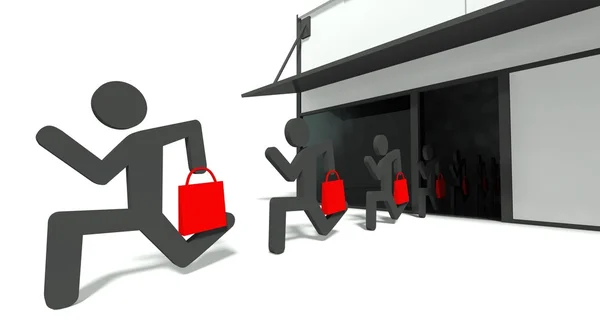 Vásárlás koncepció, a vevők és a táskák — Stock Fotó