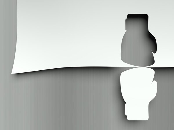 Clash of boxing gloves, opposites metaphor
