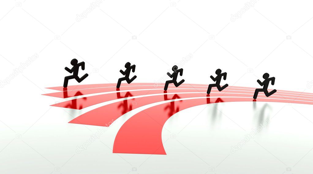 Competition concept, race on running tracks