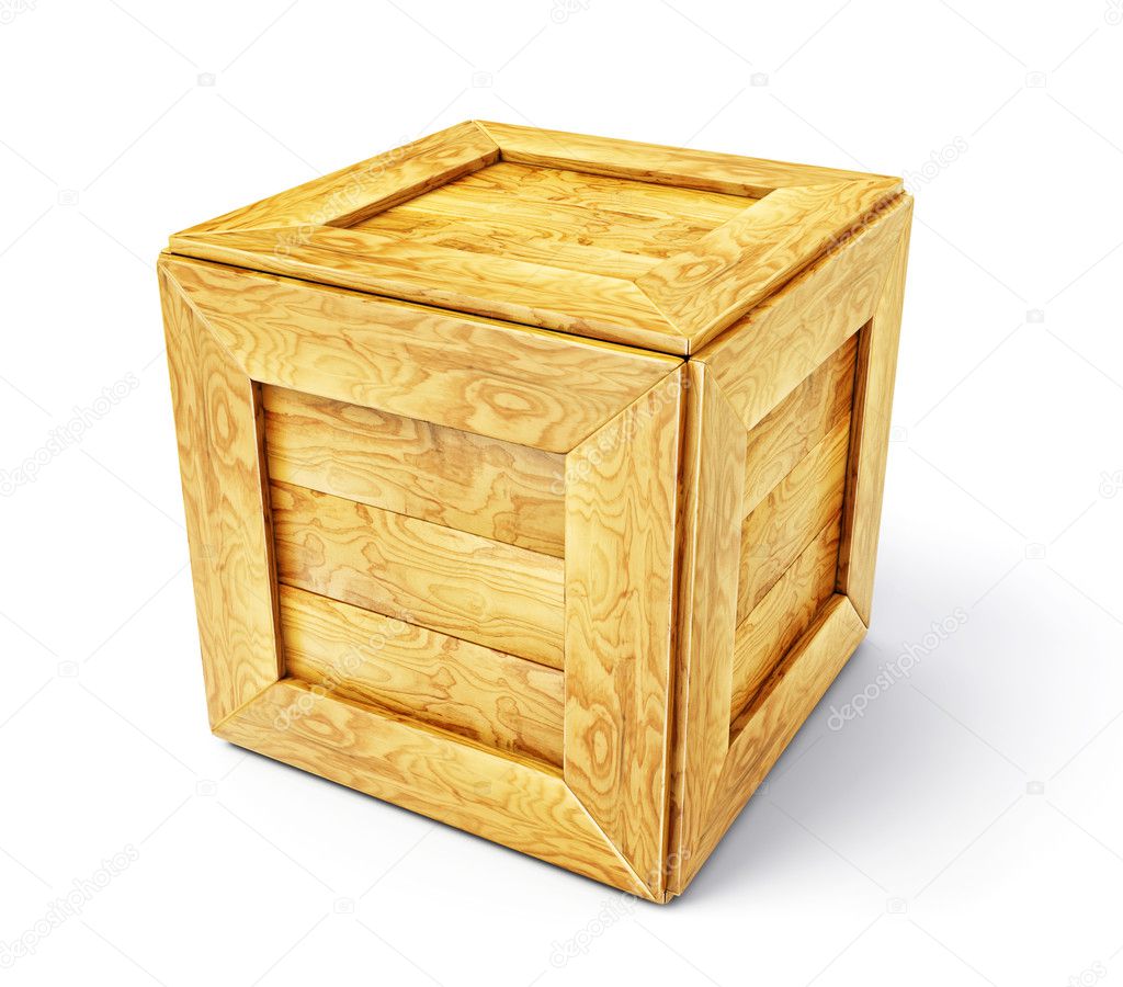 Wooden box isolated on a white background