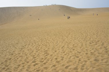 Japonya Japon turistler tottori, kum tepeleri tırmanma