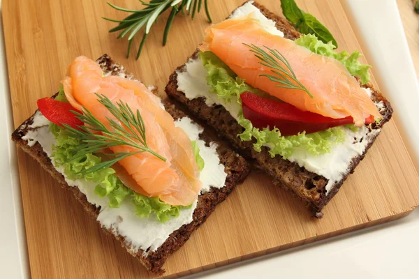 stock image Fresh salmon sandwiches