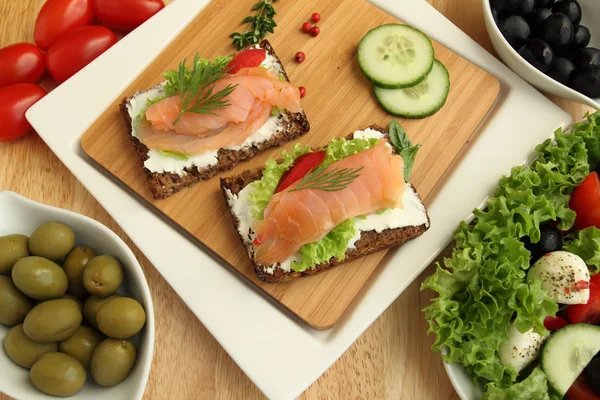 stock image Fresh salmon sandwiches