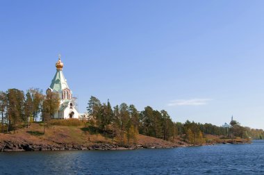 Great monasteries of Russia. Island Valaam. View of Saint Nicholas Skete clipart