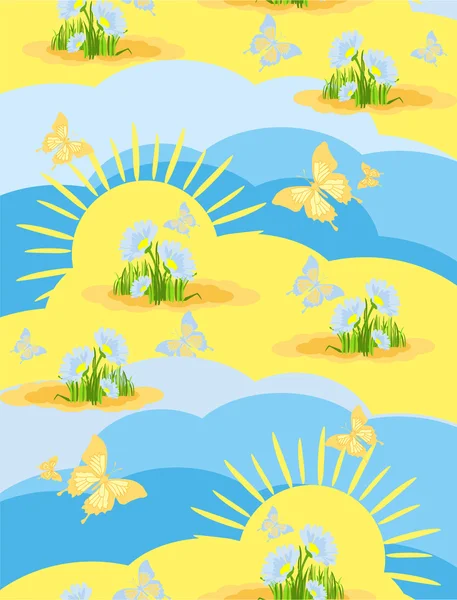 Seamless background summer meadow — Stock Vector