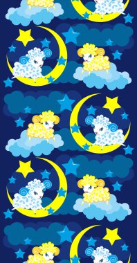 Seamless background with a sheep in the night sky clipart