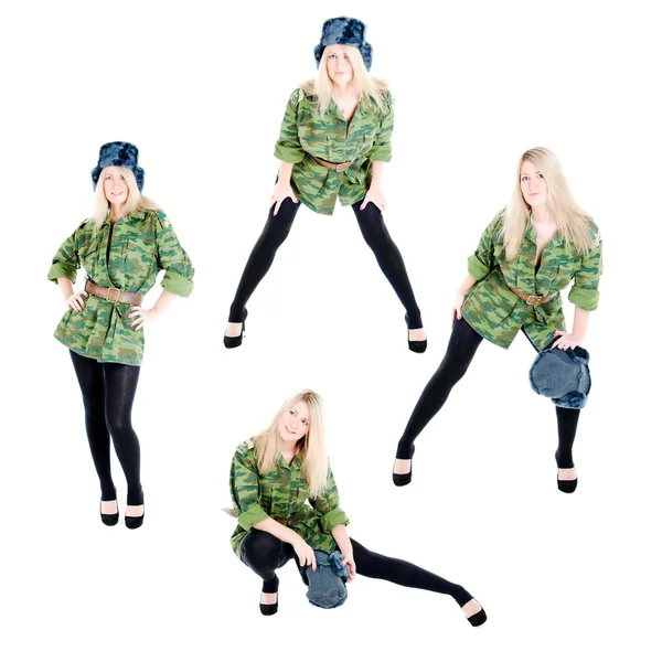 Menina bonita em roupas militares Imagens De Bancos De Imagens