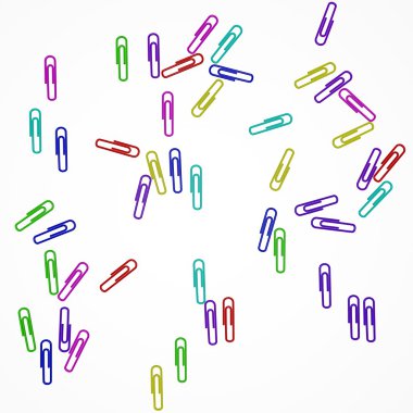 Paper clips on a white background clipart