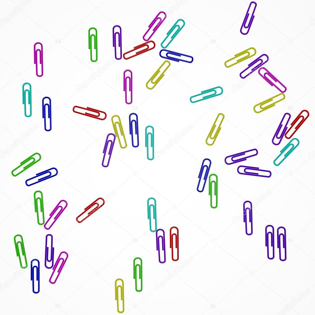 Paper clips on a white background