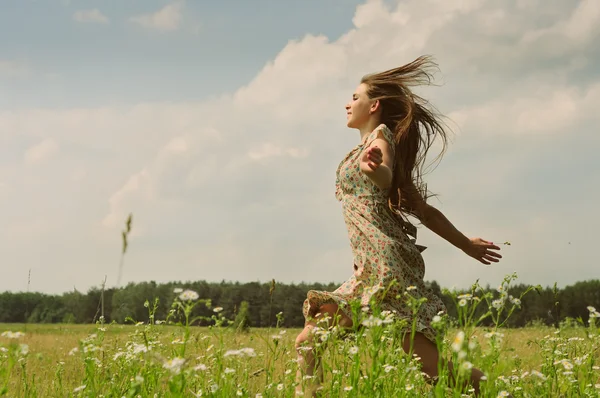 stock image Girl running the meadow