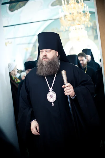 MOSCOW - MARCH 14: Orthodox liturgy with bishop Mercury in High — Stock Photo, Image