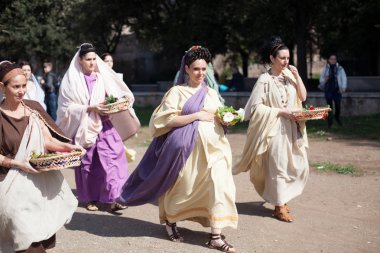 Girls in Roman costumes clipart