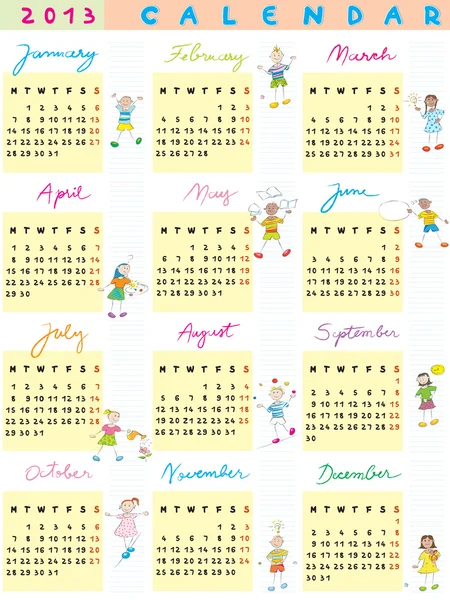 2013 crianças calendário — Fotografia de Stock