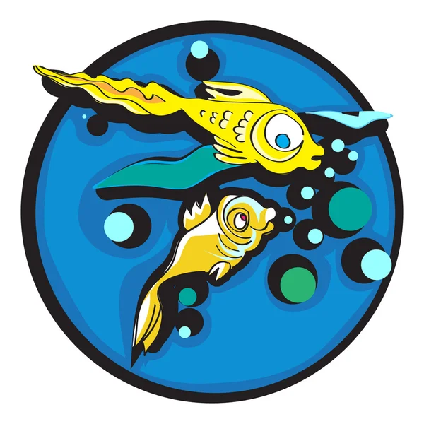 黄金の魚のクリップアート — ストック写真
