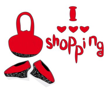 I love shopping. A concept for female carrying out day clipart