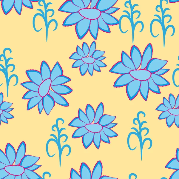 Abstrakte vektorlose Illustration mit blauen Blumen — Stockvektor