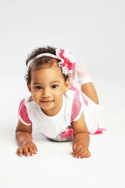 Lovely crawling little girl — Stock Photo, Image