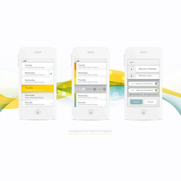 Smartphone grafické gui navigační prvky menu — Stockový vektor