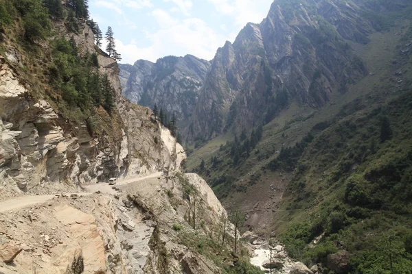 A narrow mountain road to Badrinath, \