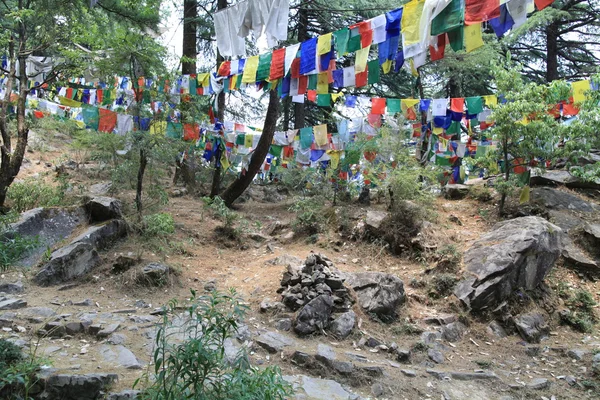 Banderas de oración en el Himalaya — Foto de Stock